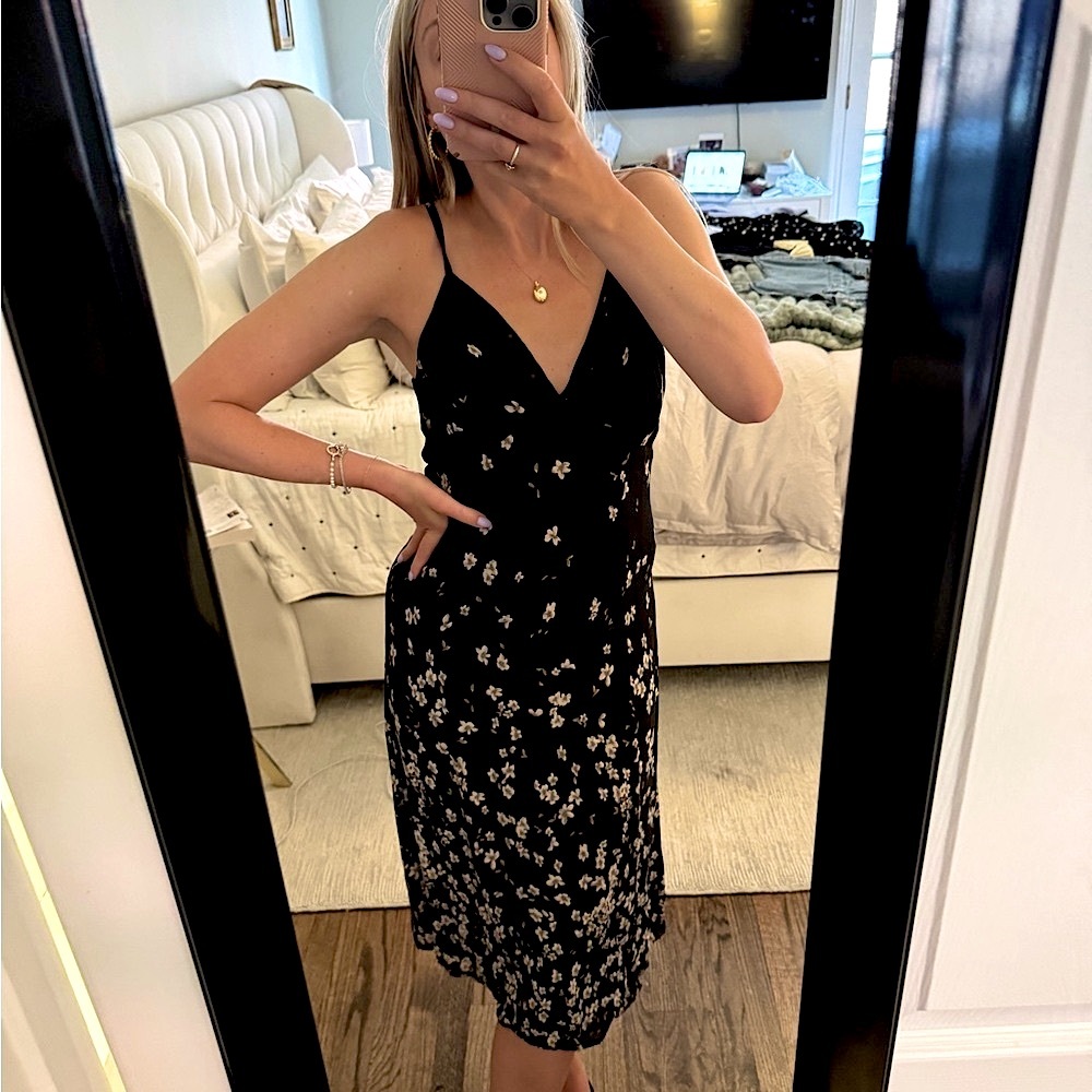 Reformation Floral Black Dress Size 0